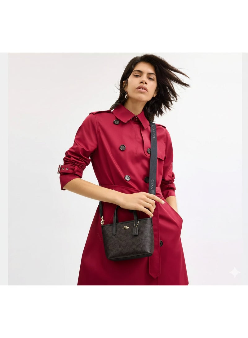 coachoutlet Coach City Mini Tote Bag in Signature Canvas - Black/Gray - Image 4